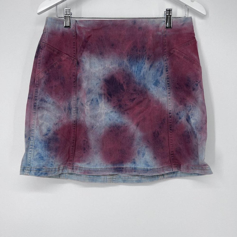 Wild Fable Womens A-Line Stretch Denim Tie Dye Mini Skirt Color Wash Size 10 NWT